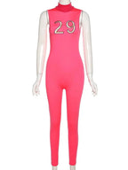 Women Tracksuit Slim Elastic High Print Figure Zipper Jumpsuit Y2K Sports nowadaysfashion