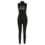 Women Tracksuit Slim Elastic High Print Figure Zipper Jumpsuit Y2K Sports nowadaysfashion
