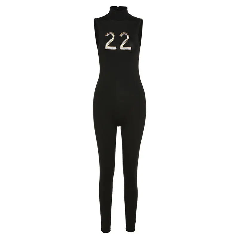 Women Tracksuit Slim Elastic High Print Figure Zipper Jumpsuit Y2K Sports - Blade & Thread