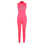Women Tracksuit Slim Elastic High Print Figure Zipper Jumpsuit Y2K Sports nowadaysfashion