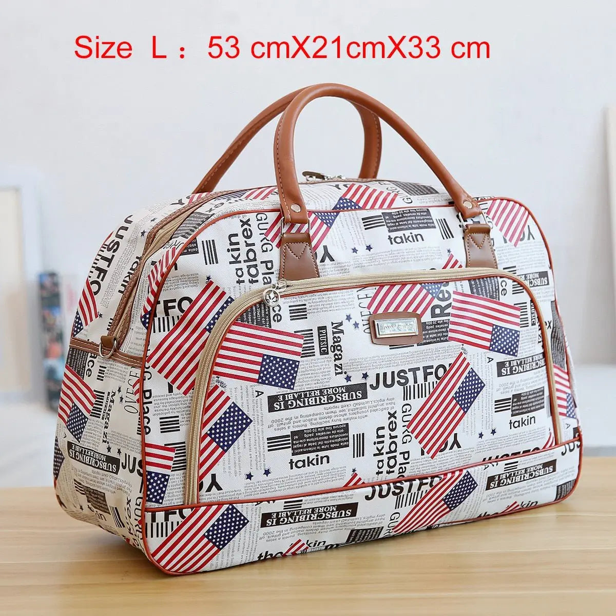 Women Travel Bags PU Leather Large Capacity Waterproof Print Luggage Duffle Bag - Blade & Thread