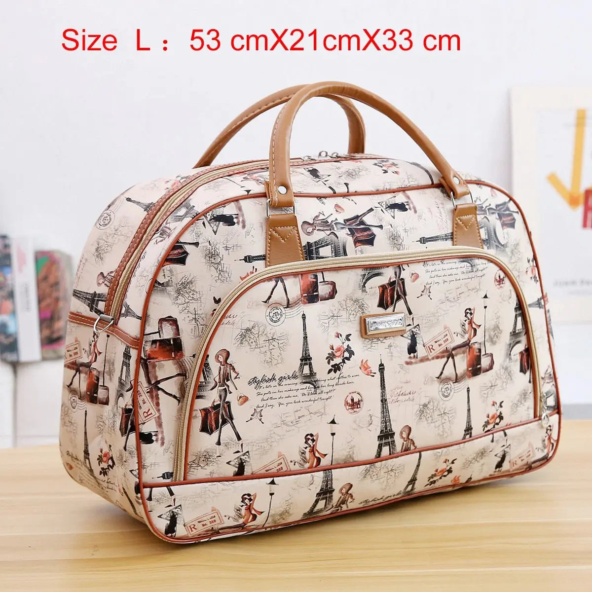 Women Travel Bags PU Leather Large Capacity Waterproof Print Luggage Duffle Bag - Blade & Thread