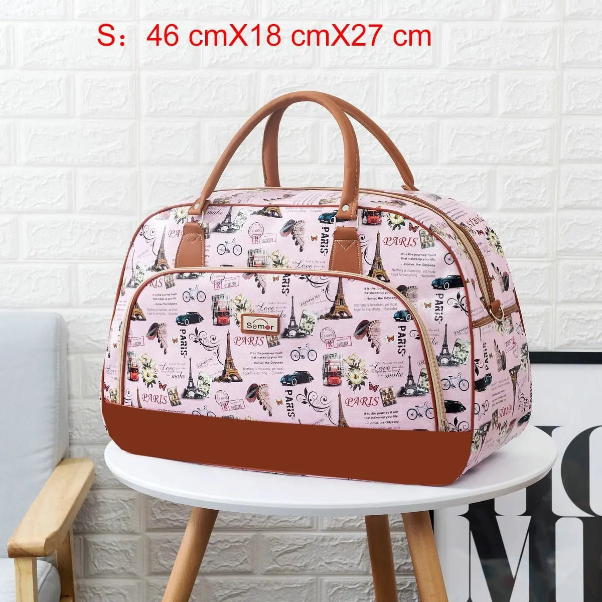 Women Travel Bags PU Leather Large Capacity Waterproof Print Luggage Duffle Bag nowadaysfashion