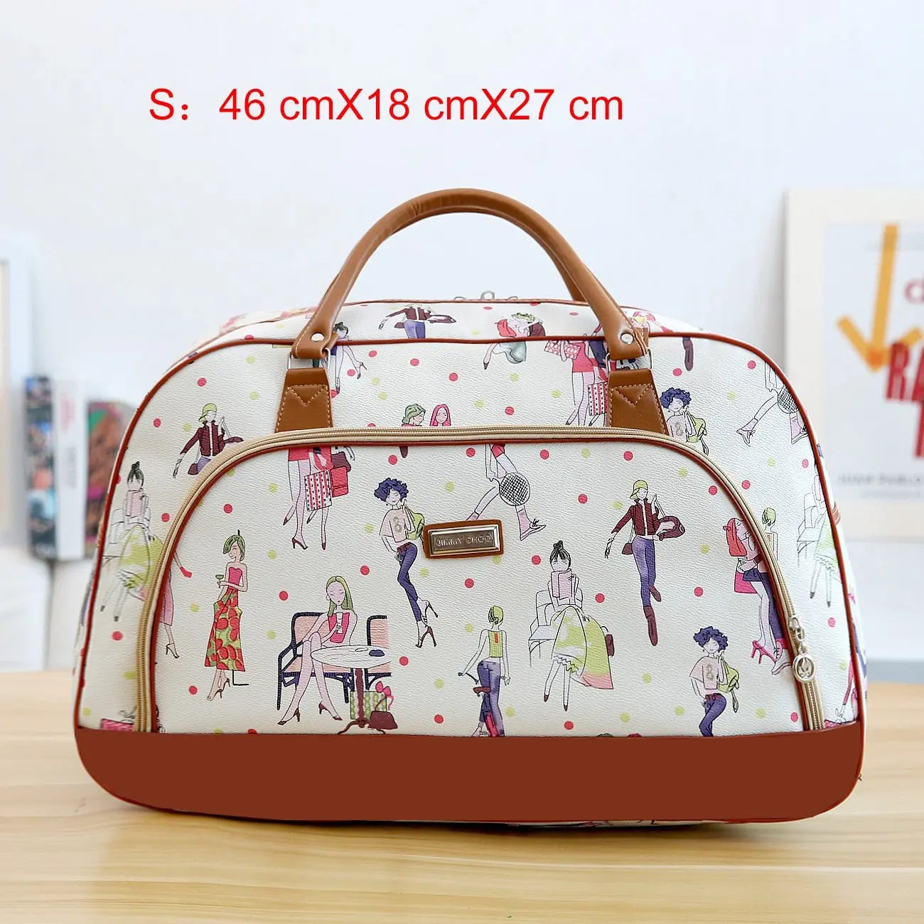 Women Travel Bags PU Leather Large Capacity Waterproof Print Luggage Duffle Bag nowadaysfashion
