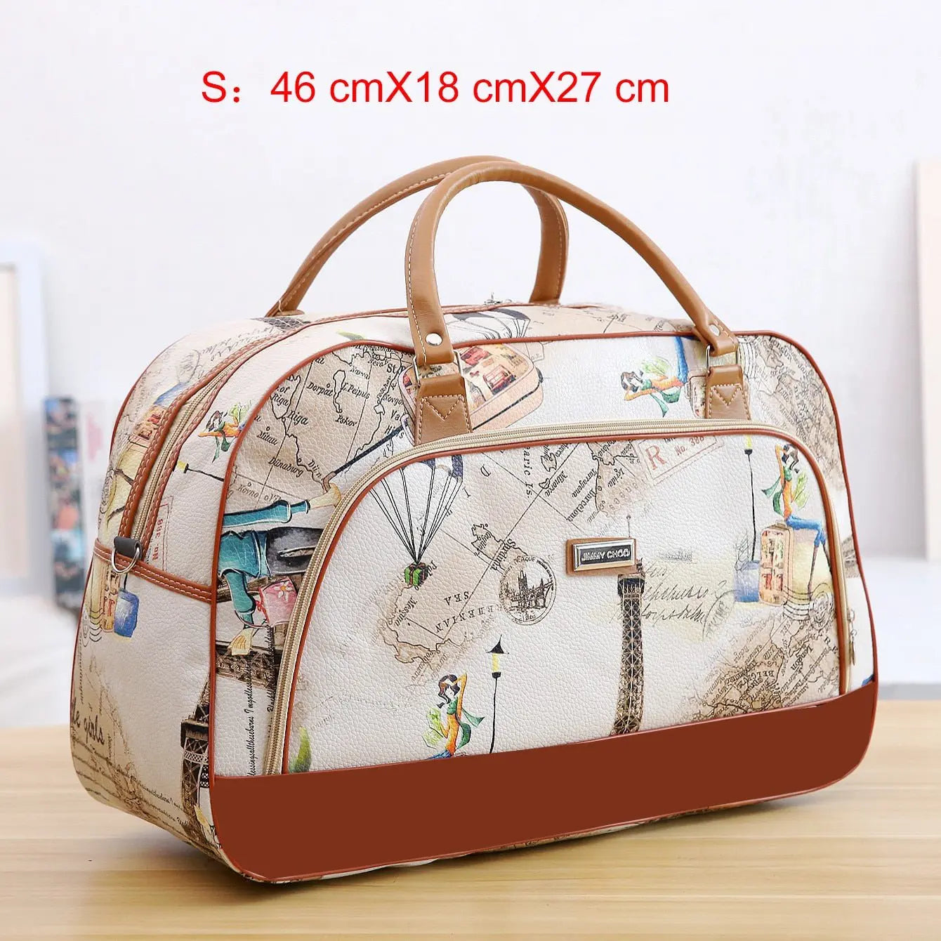 Women Travel Bags PU Leather Large Capacity Waterproof Print Luggage Duffle Bag - Blade & Thread