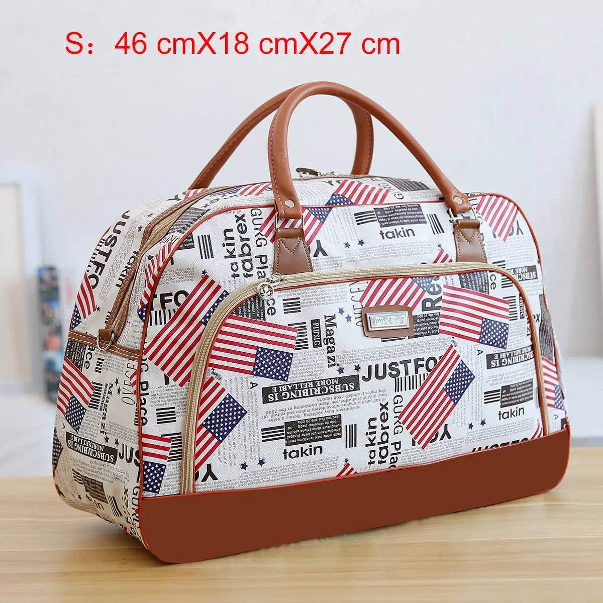 Women Travel Bags PU Leather Large Capacity Waterproof Print Luggage Duffle Bag - Blade & Thread