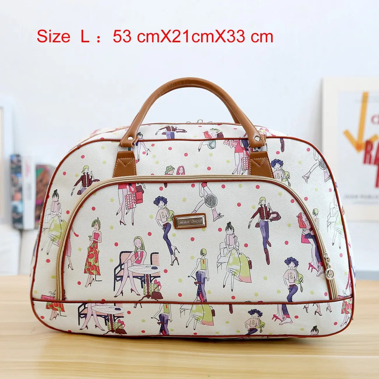 Women Travel Bags PU Leather Large Capacity Waterproof Print Luggage Duffle Bag - Blade & Thread