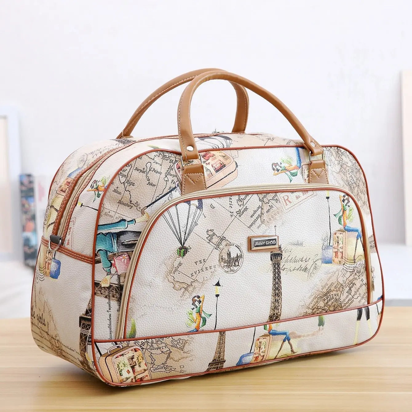 Women Travel Bags PU Leather Large Capacity Waterproof Print Luggage Duffle Bag nowadaysfashion