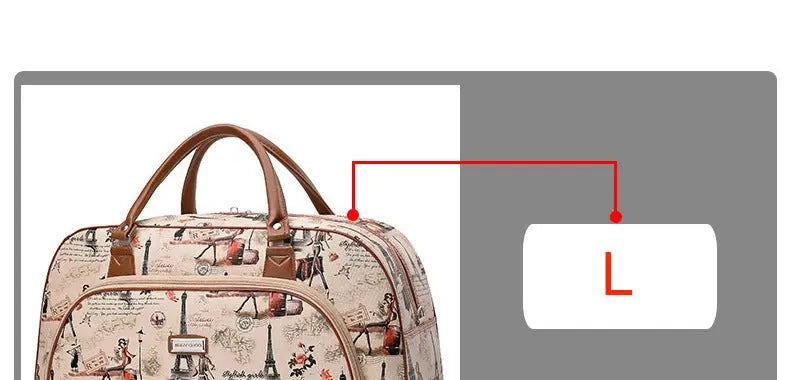 Women Travel Bags PU Leather Large Capacity Waterproof Print Luggage Duffle Bag nowadaysfashion
