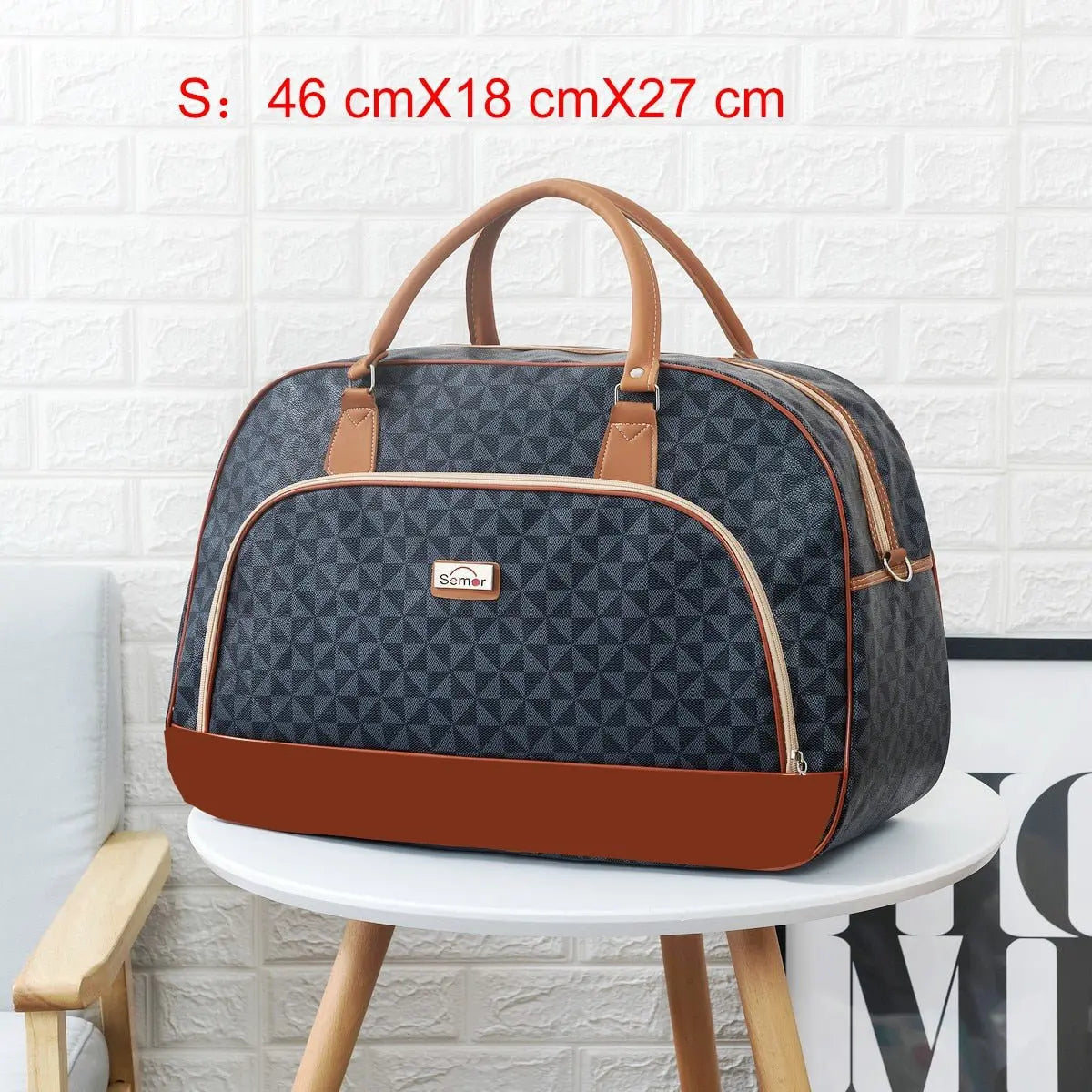 Women Travel Bags PU Leather Large Capacity Waterproof Print Luggage Duffle Bag - Blade & Thread