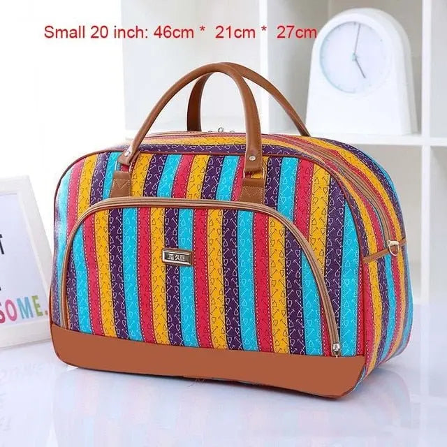 Women Travel Bags PU Leather Large Capacity Waterproof Print Luggage Duffle Bag - Blade & Thread
