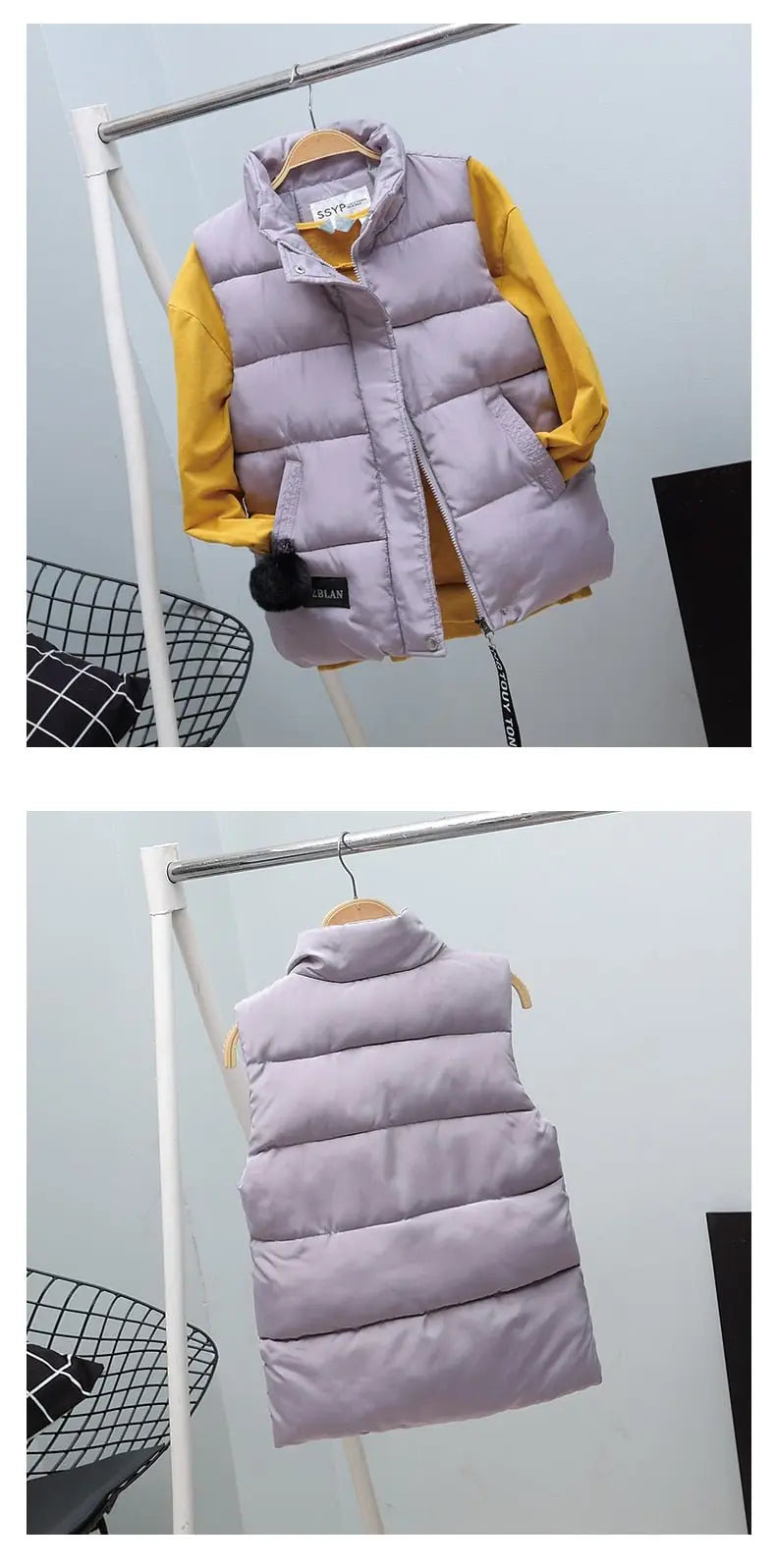 Women Vest Mandarin Collar Sleeveless Short Coat Women Plus Size 2021 Autumn Winter - Blade & Thread