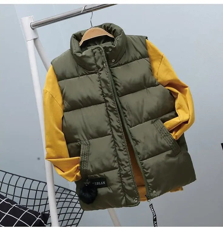 Women Vest Mandarin Collar Sleeveless Short Coat Women Plus Size 2021 Autumn Winter nowadaysfashion