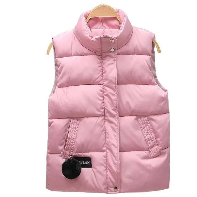 Women Vest Mandarin Collar Sleeveless Short Coat Women Plus Size 2021 Autumn Winter - Blade & Thread