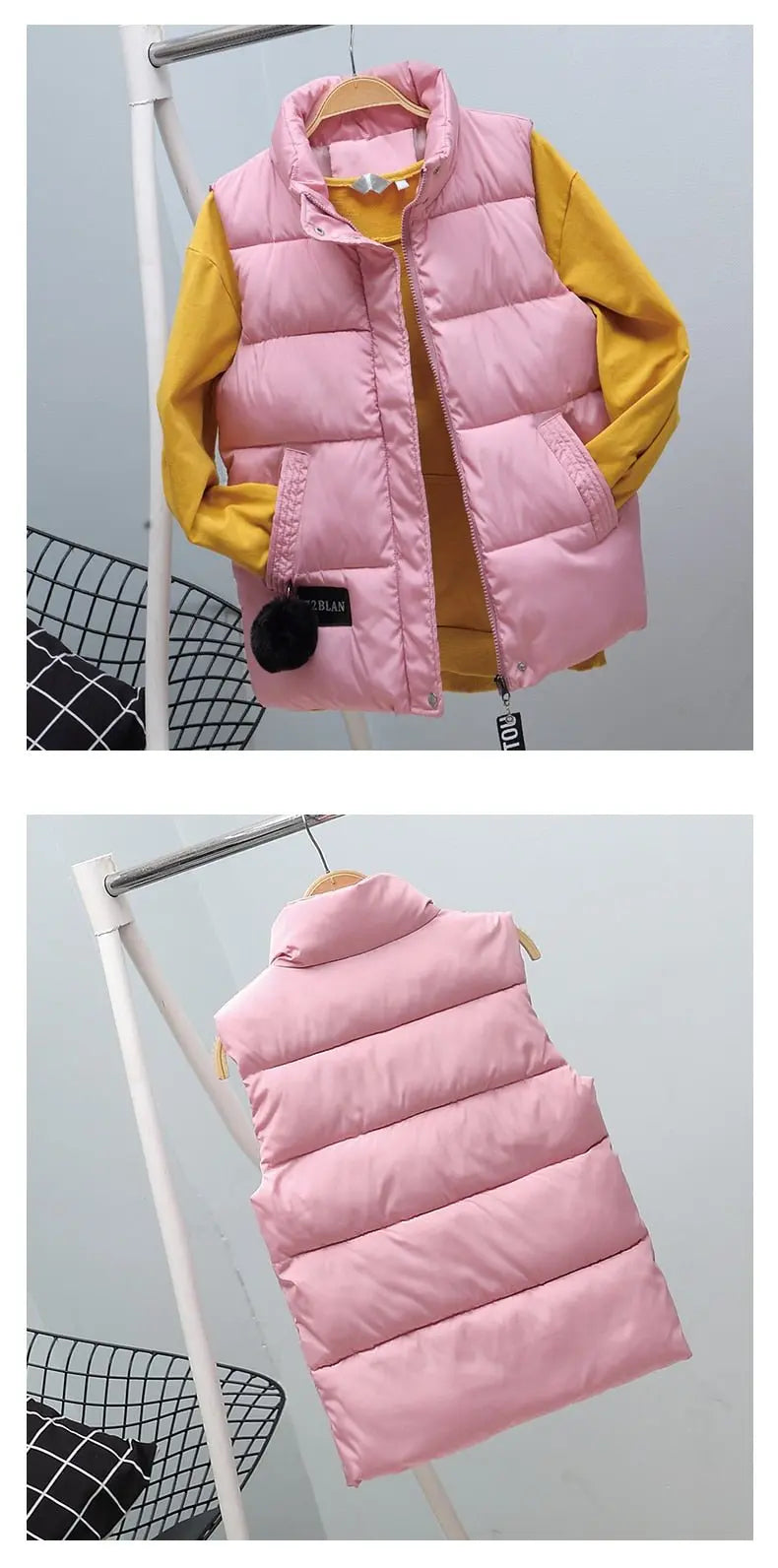 Women Vest Mandarin Collar Sleeveless Short Coat Women Plus Size 2021 Autumn Winter - Blade & Thread