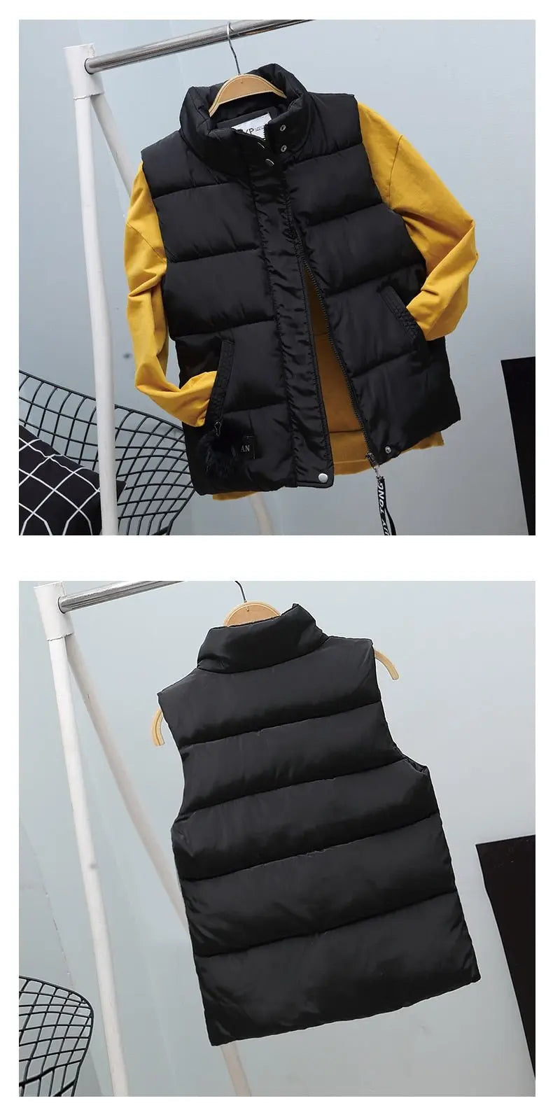 Women Vest Mandarin Collar Sleeveless Short Coat Women Plus Size 2021 Autumn Winter nowadaysfashion