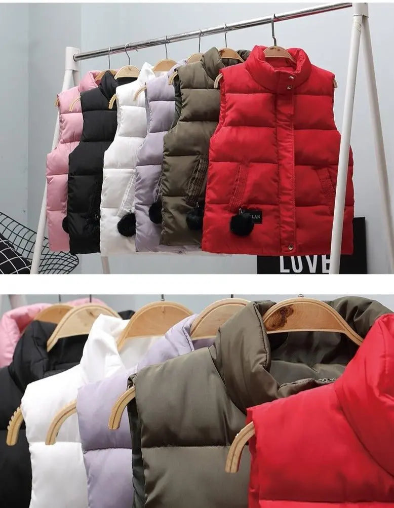 Women Vest Mandarin Collar Sleeveless Short Coat Women Plus Size 2021 Autumn Winter - Blade & Thread