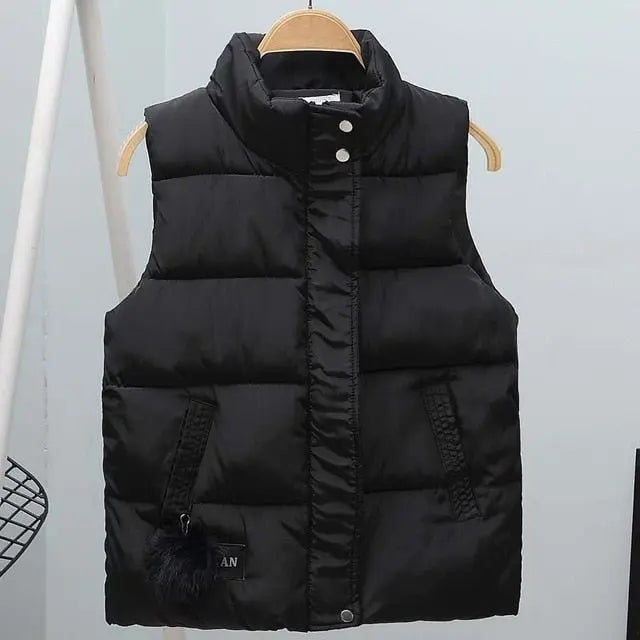 Women Vest Mandarin Collar Sleeveless Short Coat Women Plus Size 2021 Autumn Winter nowadaysfashion