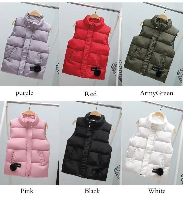 Women Vest Mandarin Collar Sleeveless Short Coat Women Plus Size 2021 Autumn Winter - Blade & Thread