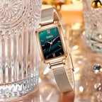 Women Watches Fashion Square Ladies Quartz Watch Bracelet Set Green Dial Mesh Watches nowadaysfashion