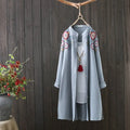 Women White Shirt 100% Cotton Embroidery Long Sleeve Button Up Blouse Loose Office Top nowadaysfashion