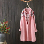 Women White Shirt 100% Cotton Embroidery Long Sleeve Button Up Blouse Loose Office Top nowadaysfashion