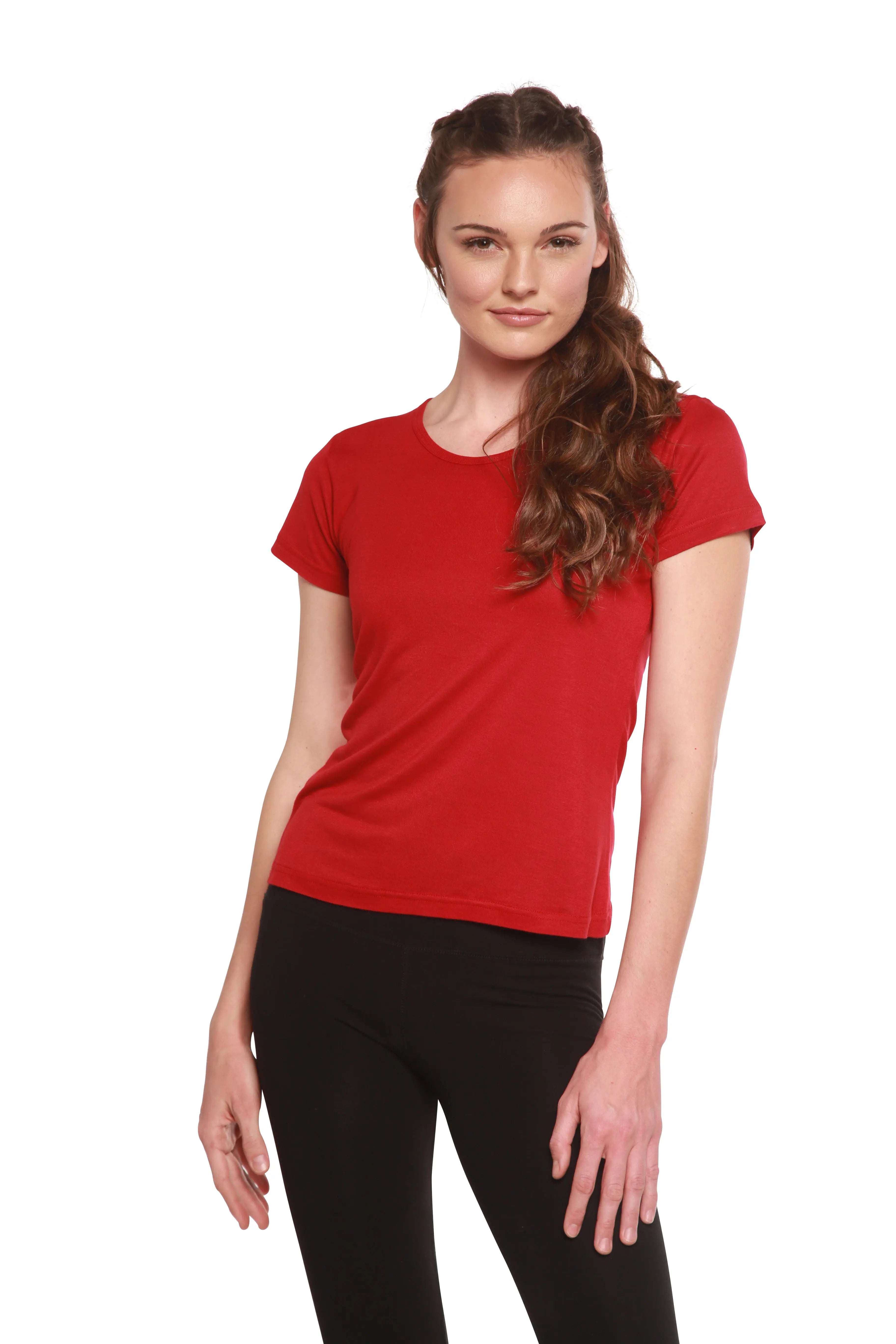 Women's 100% Bamboo Viscose Scoop Neck Short Sleeve T-Shirt Spun Bamboo