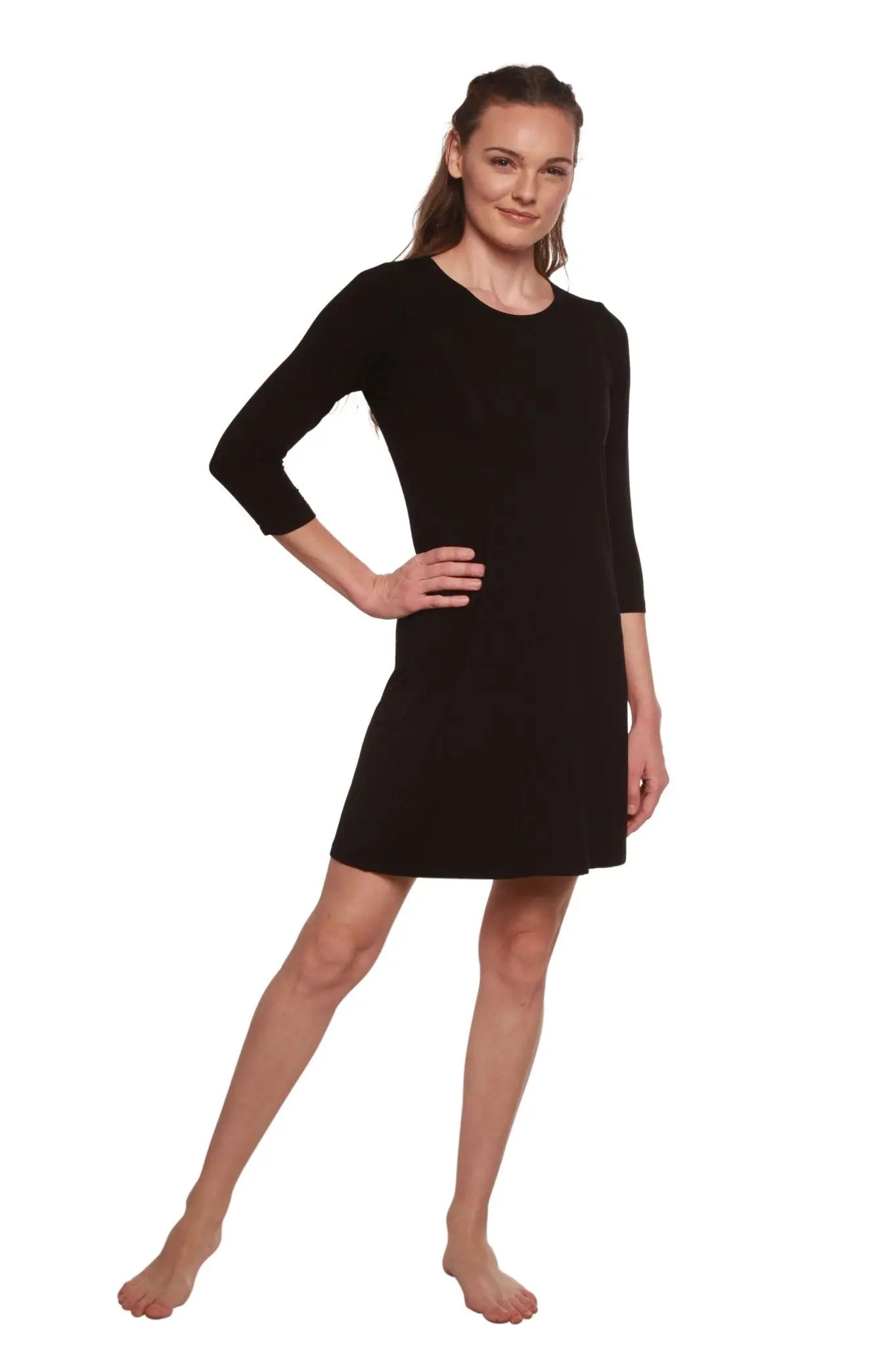Women's A-Line Bamboo Viscose Dress in Black - Blade & Thread