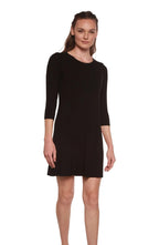 Women's A-Line Bamboo Viscose Dress in Black Spun Bamboo