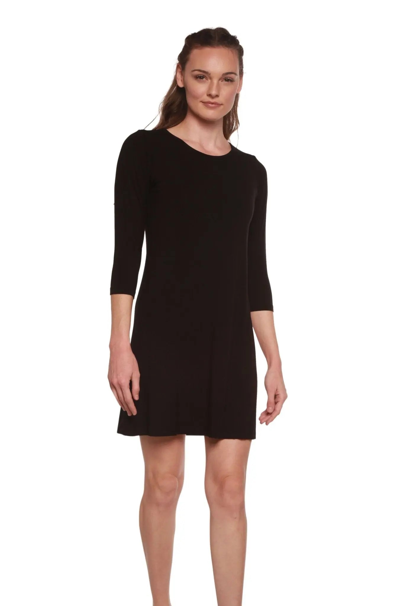 Women's A-Line Bamboo Viscose Dress in Black - Blade & Thread