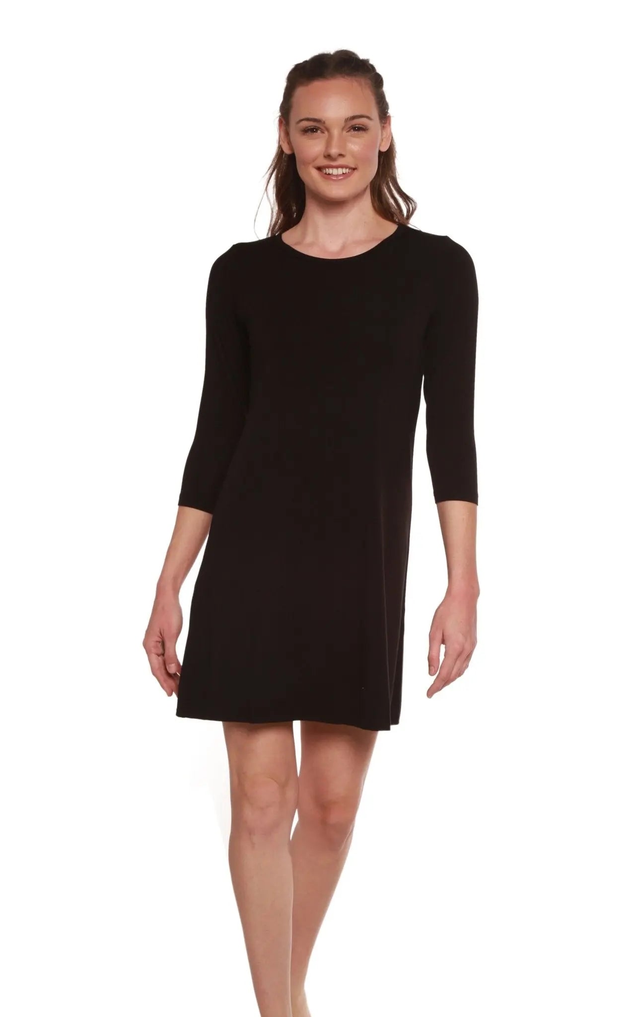 Women's A-Line Bamboo Viscose Dress in Black - Blade & Thread