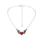 Women's Alloy Punk Style Hip-hop Black Devil Red Love Heart Pendant Necklace nowadaysfashion