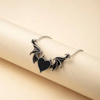 Women's Alloy Punk Style Hip-hop Black Devil Red Love Heart Pendant Necklace nowadaysfashion