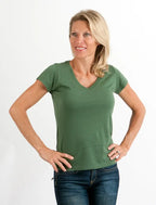 Women's Bamboo Viscose/Cotton V-Neck Cap Sleeve T-Shirt Spun Bamboo