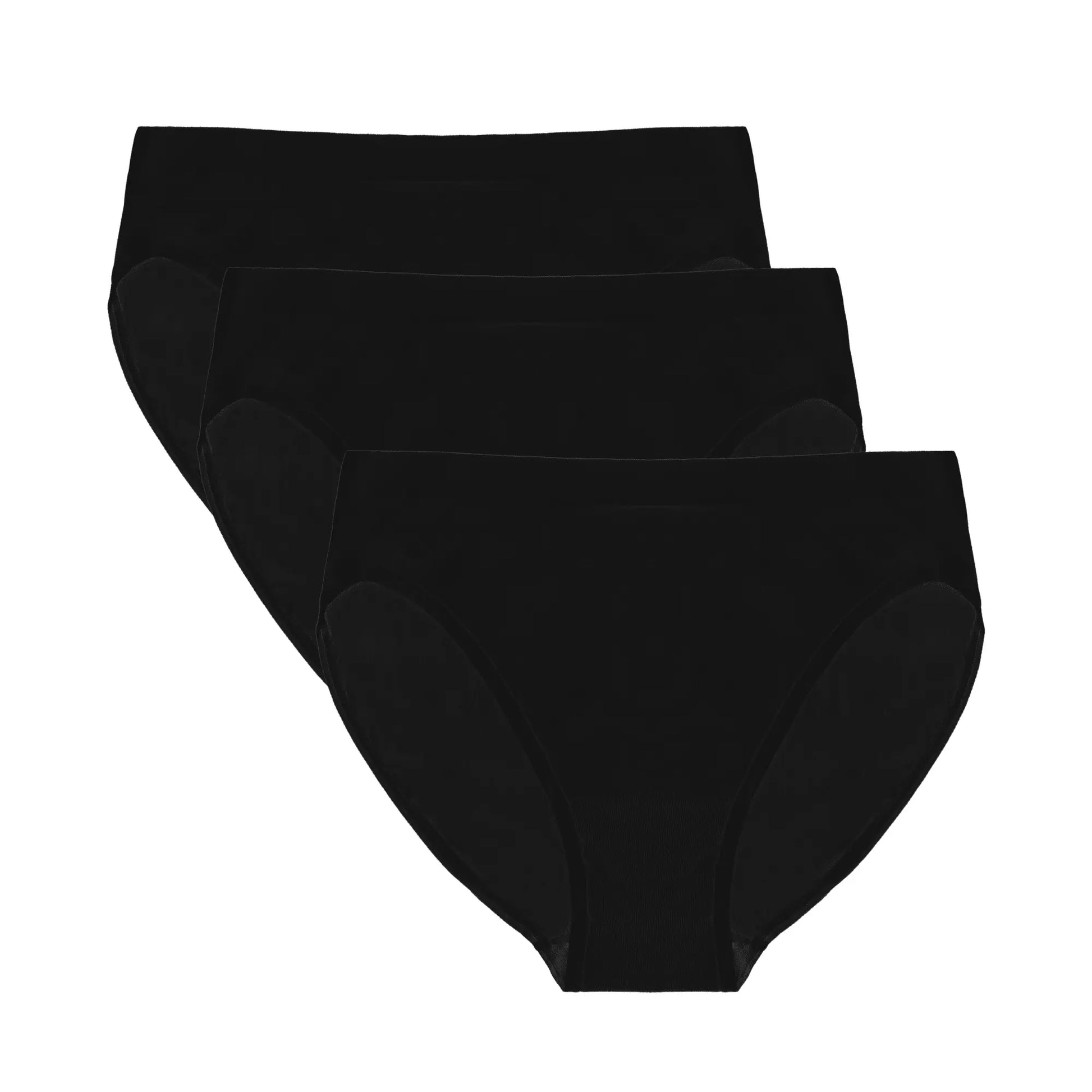 Women's Bamboo/Cotton High Leg Brief Style Underwear Black Color - 3-pack - Blade & Thread