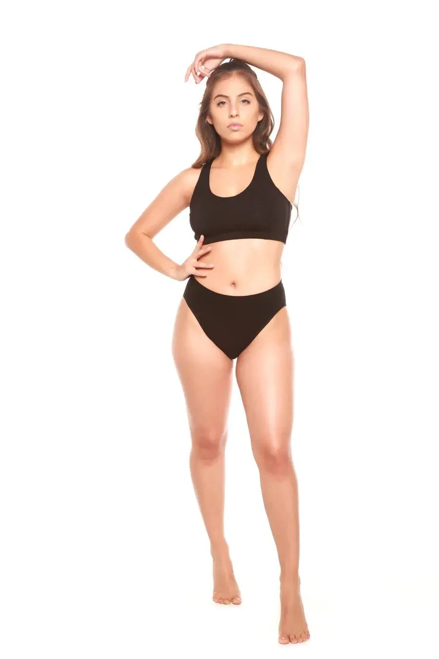 Women's Bamboo/Cotton High Leg Brief Style Underwear Black Color - 3-pack - Blade & Thread