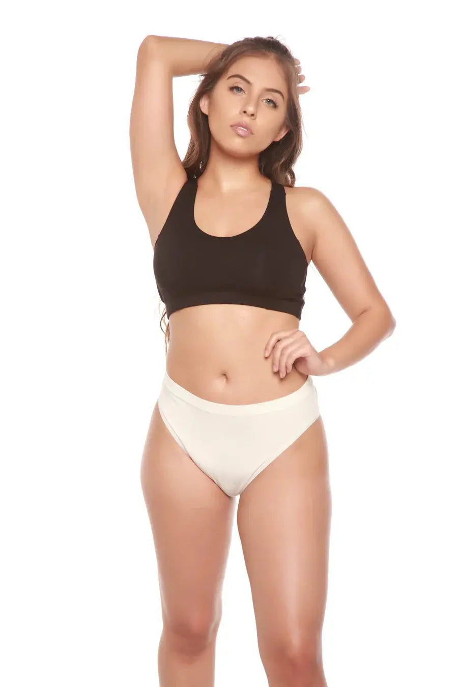 Women's Bamboo/Cotton High Leg Brief Style Underwear Natural Color - 3-pack Spun Bamboo