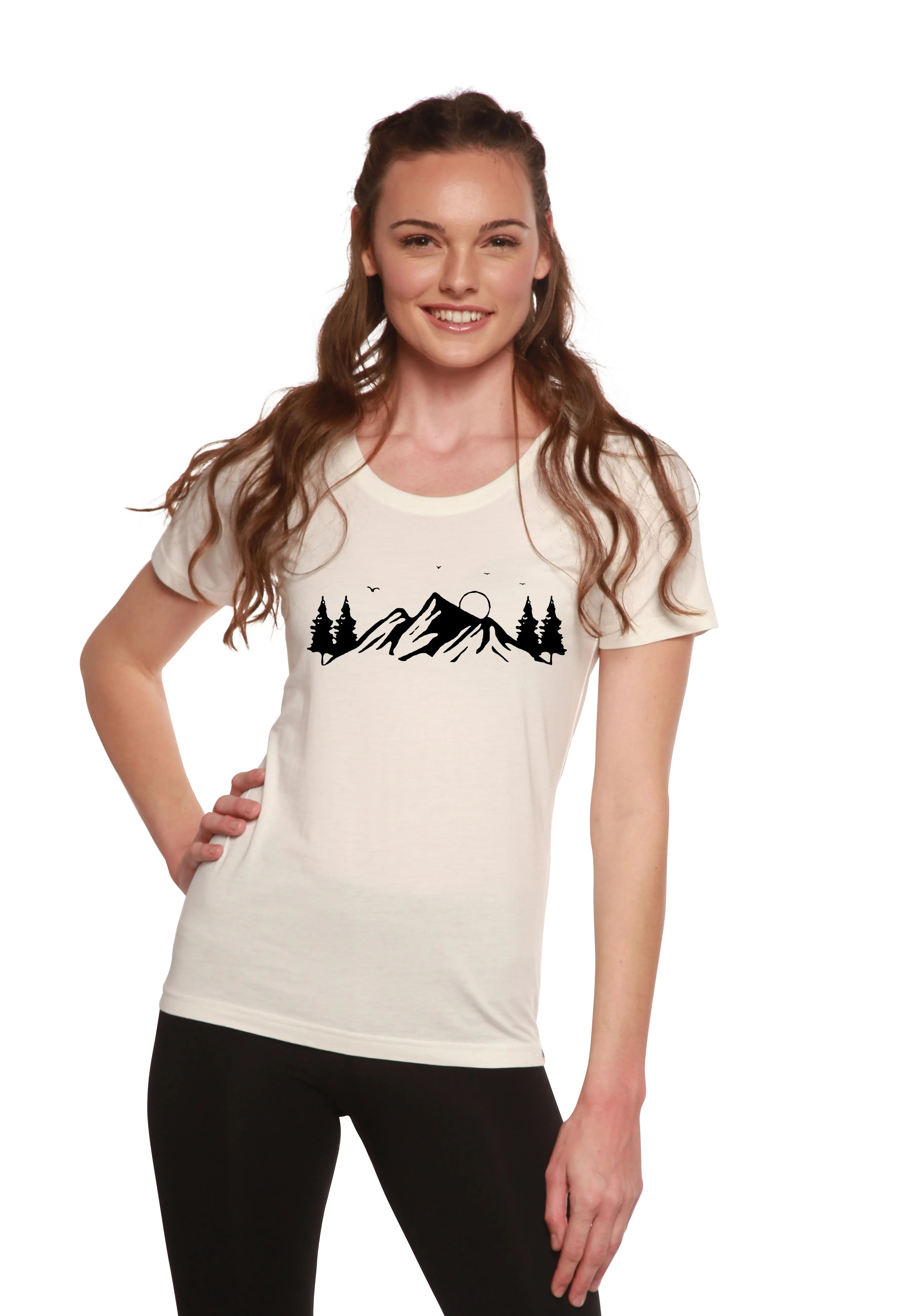 Women's Bamboo/Cotton Short Sleeve Scoop Neck T-Shirt with Print Mauna Kea Spun Bamboo
