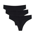 Women's Bamboo/Cotton Thong Style Underwear Black Color - 3-pack Spun Bamboo