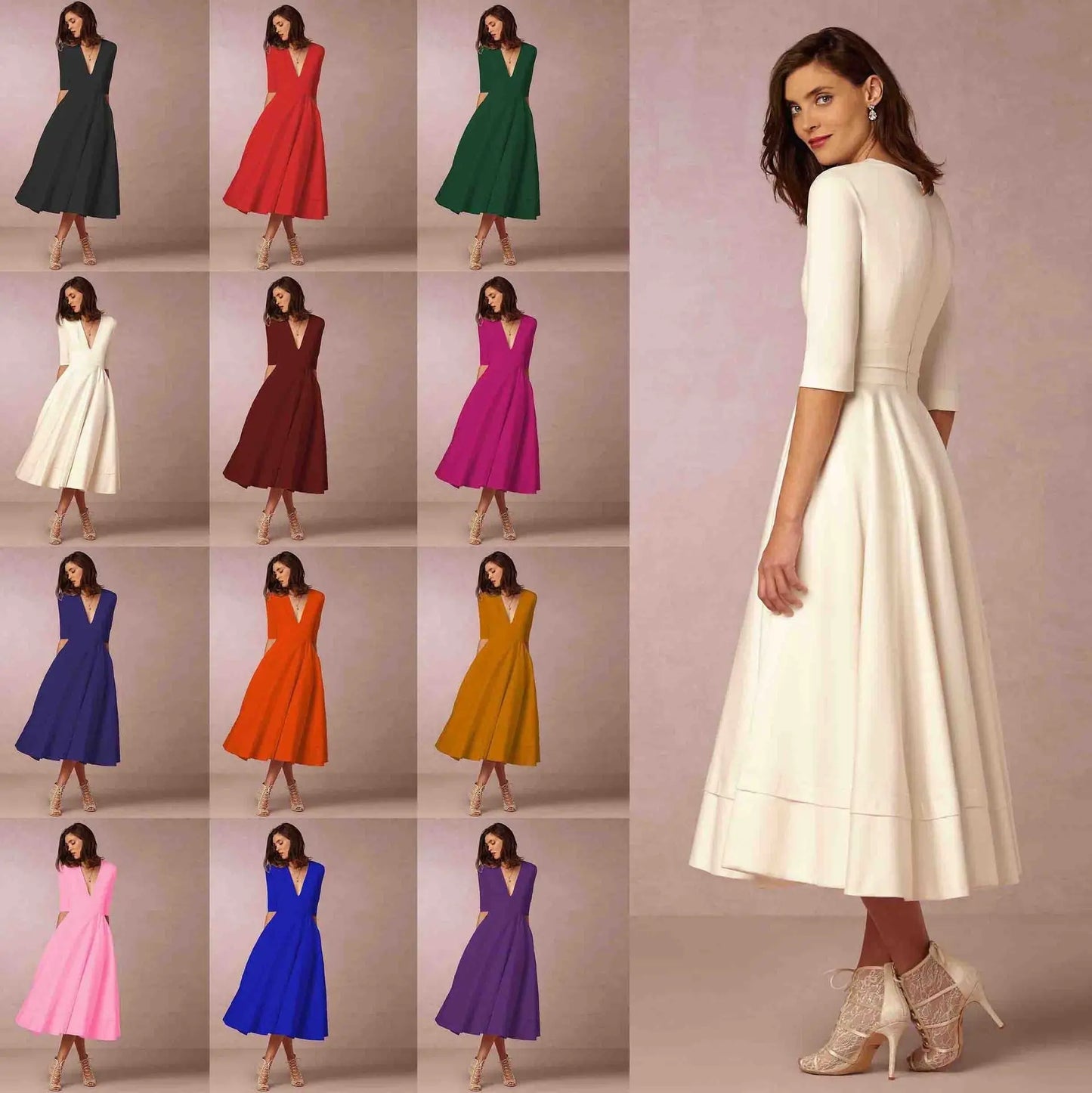 Women's Evening Dress Sexy Deep V Long Sleeve Dress - Blade & Thread