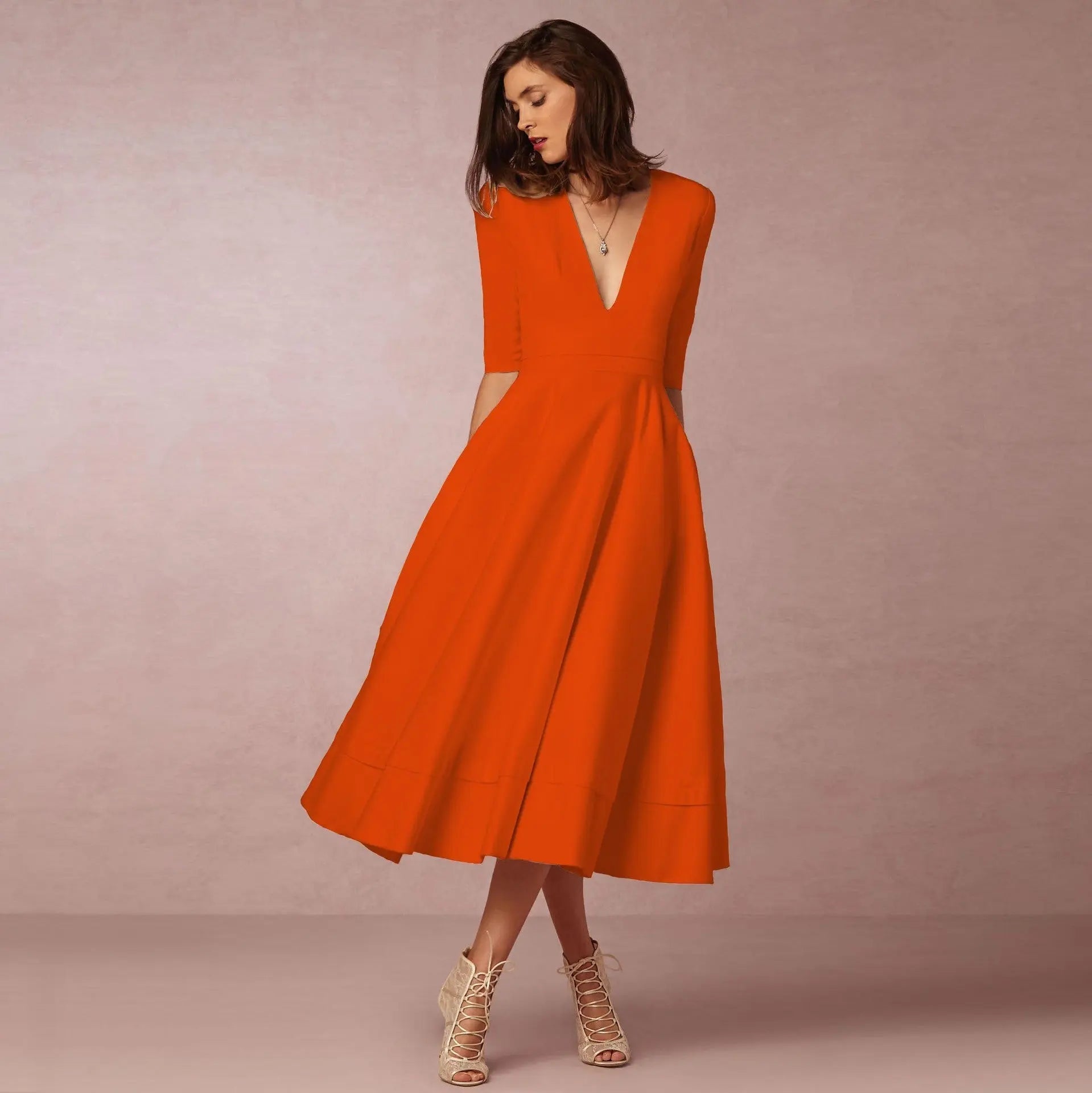 Women's Evening Dress Sexy Deep V Long Sleeve Dress nowadaysfashion
