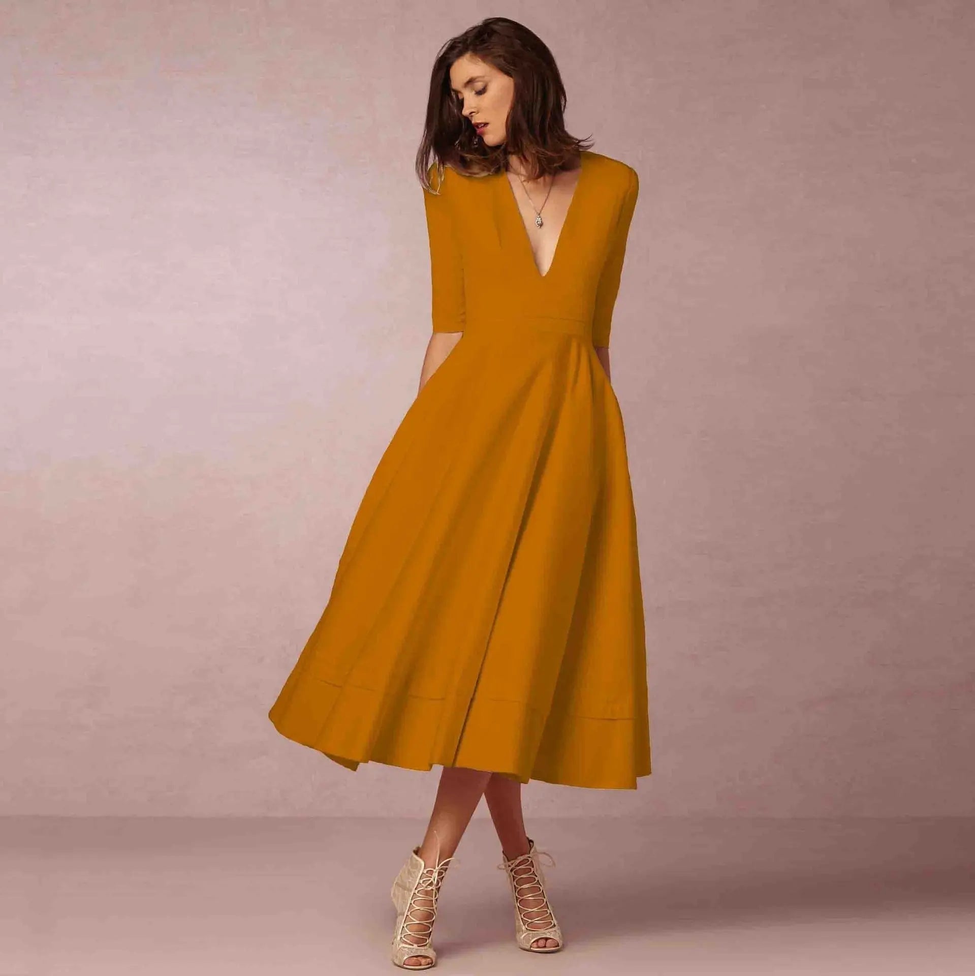 Women's Evening Dress Sexy Deep V Long Sleeve Dress - Blade & Thread