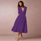 Women's Evening Dress Sexy Deep V Long Sleeve Dress nowadaysfashion