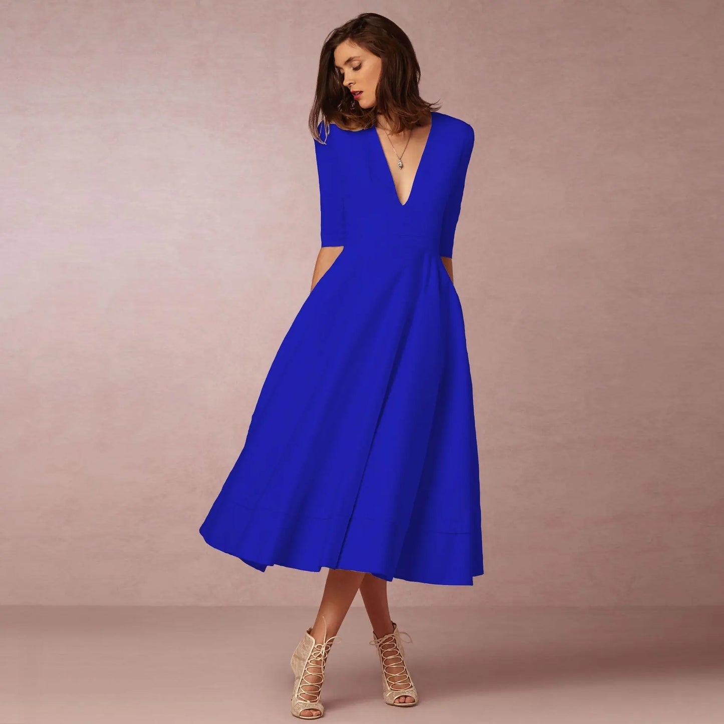 Women's Evening Dress Sexy Deep V Long Sleeve Dress - Blade & Thread