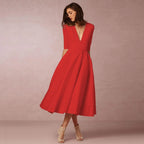 Women's Evening Dress Sexy Deep V Long Sleeve Dress nowadaysfashion