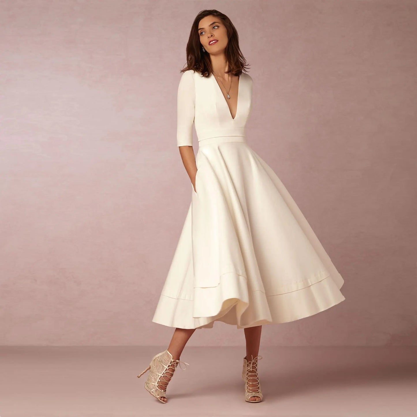Women's Evening Dress Sexy Deep V Long Sleeve Dress - Blade & Thread