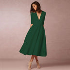 Women's Evening Dress Sexy Deep V Long Sleeve Dress nowadaysfashion