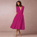 Women's Evening Dress Sexy Deep V Long Sleeve Dress nowadaysfashion