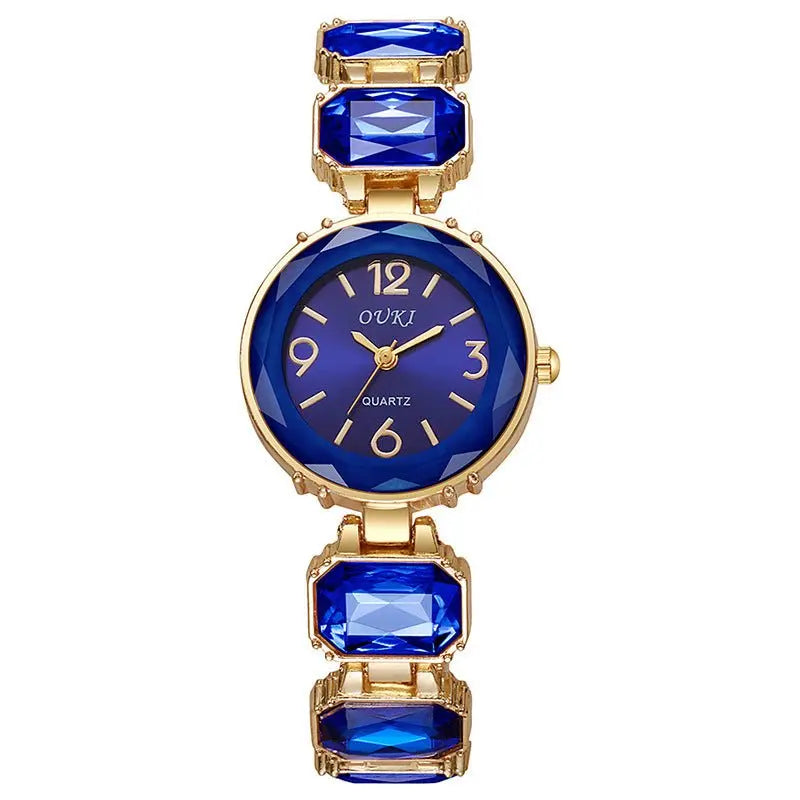 Women’s Gold Bracelet Quartz Watch with Black Crystal Dial - Blade & Thread