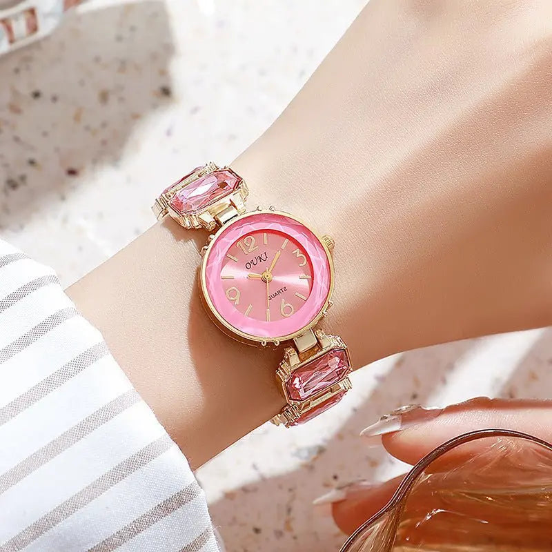 Women’s Gold Bracelet Quartz Watch with Black Crystal Dial - Blade & Thread